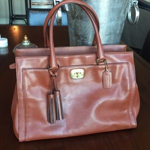 Coach legacy large satchel tobacco brown color